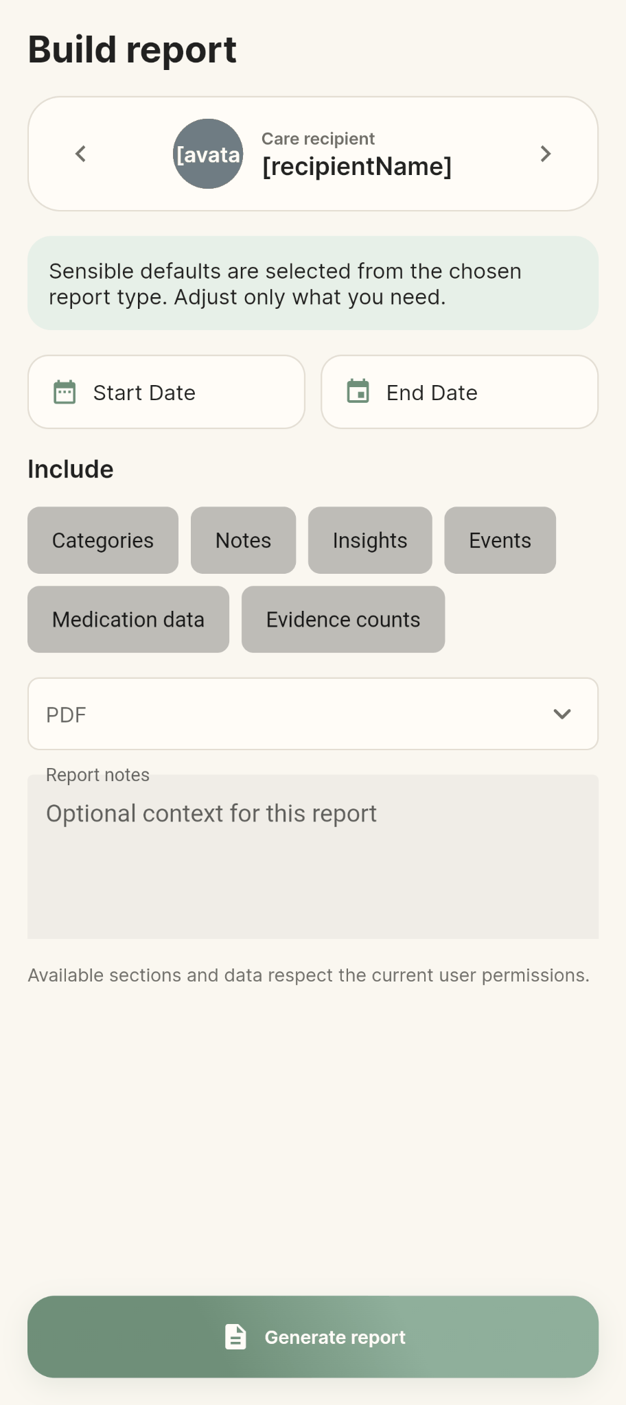 Report builder in KinNotice